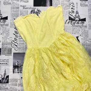 Women's Yellow cupcake vintage 50s 60s prom formal dress pastel yellow handmade